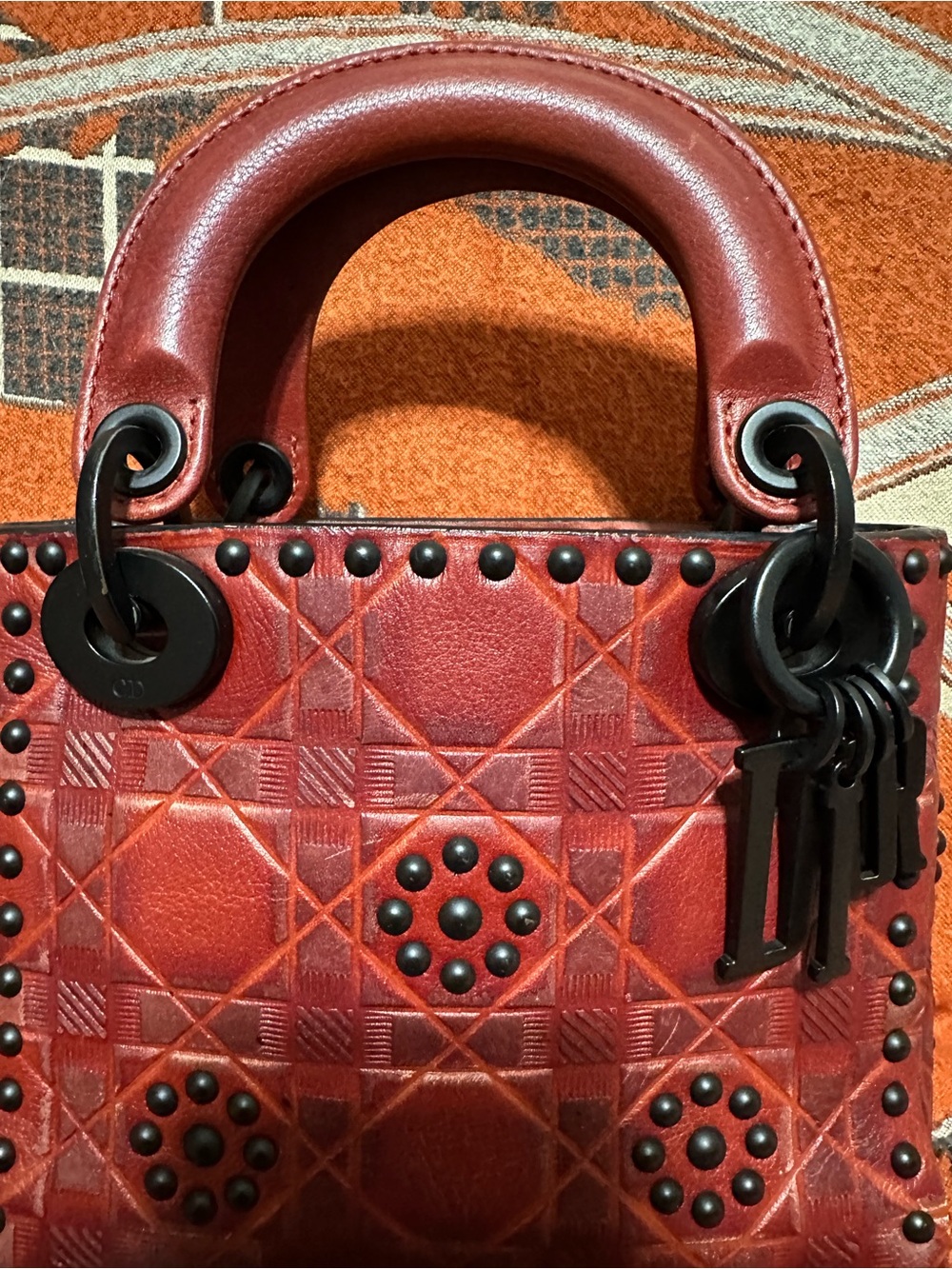 CHRISTIAN DIOR❤️🌟 LIMITED MINI LADY DIOR EMBOSSED LEATHER W/ BLACK HARDWARE⭐️ - Picture 3 of 12